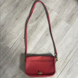 Vintage Coach Red Leather City Shoulder Bag